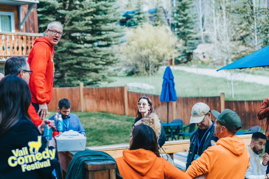 2023 Vail Comedy Festival - Comics, volunteers and VIP's kick off the festival with an afternoon BBQ by Moe's Original BBQ and drinks from 10th Mountain Whiskey, Vail Brewing Company and Proud Source water